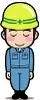 頭を下げる現場の職人のイラストです。